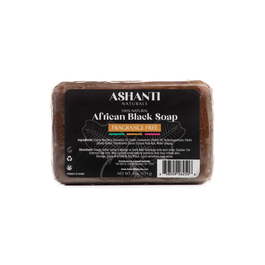ASHANTI NATURALS 100% African Black Soap - Fragrance Free